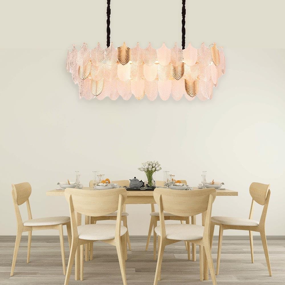 White Glass Leaf Chandelier Dining Chandelier